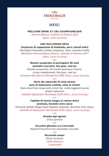 frescobaldi toscana vinyard_uno mas_wine dinner_menu details Uno Mas, Spanish restaurant, Bangkok, Centara Grand at Central World, Borja Terry Borrego, Wine Dinner, frescobaldi toscana, menu details